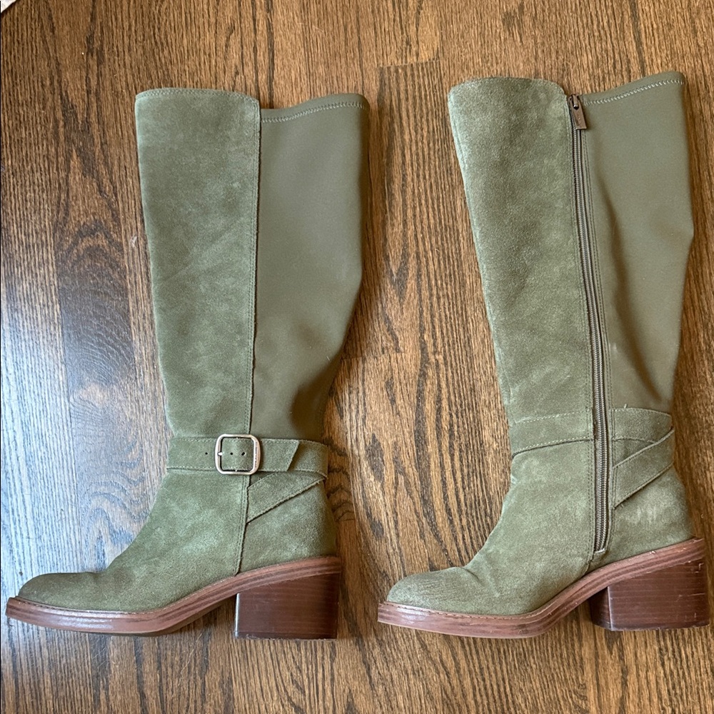 Vince Camuto suede leather Olive Green Knee-High Boots size 7